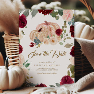 Reserve A Data Casamento de Borgonha e Peach Floral Pumpkin