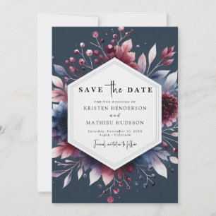 Reserve A Data Casamento de Borgonha Mínimo Elegante