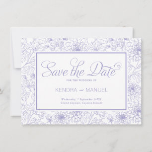 Reserve A Data Casamento de Borracha Floral Elegante Lilac Purple