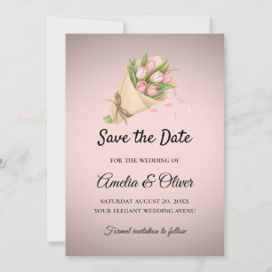 Reserve A Data Casamento de Buquê de Tulipas Rosa Elegante