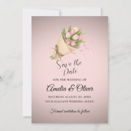 Reserve A Data Casamento de Buquê de Tulipas Rosa Elegante