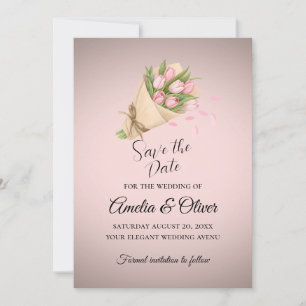 Reserve A Data Casamento de Buquê de Tulipas Rosa Elegante