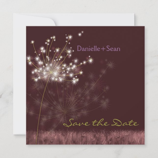 Reserve A Data Casamento de Burgundy de Fall Dandelions Salve a D (Frente)
