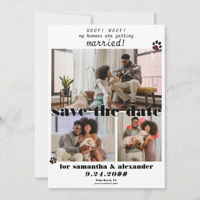 Reserve A Data Casamento De Cachorro De Colagem Fotográfica Em Me (Frente)