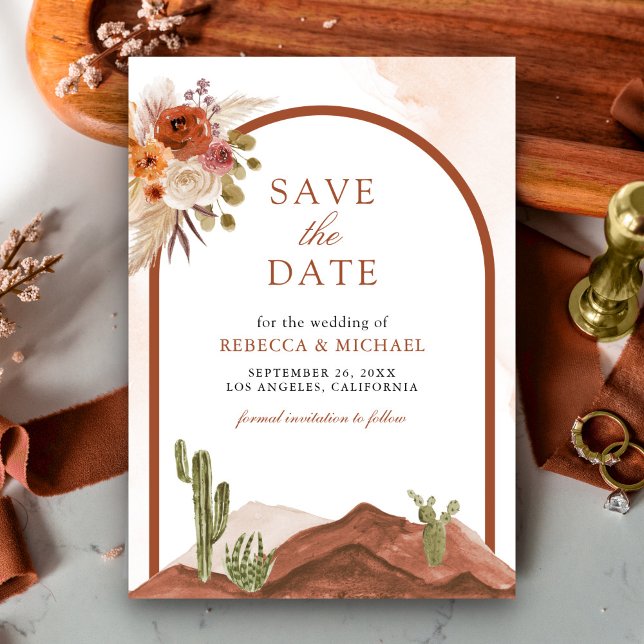 Reserve A Data Casamento de Cacto no Deserto Floral de Terracota  (Criador carregado)