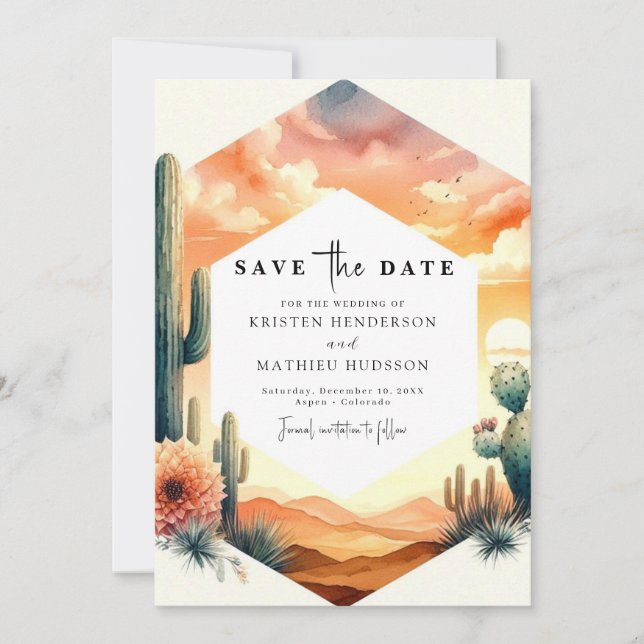 Reserve A Data Casamento de Cactus Moderno Minimalista (Frente)