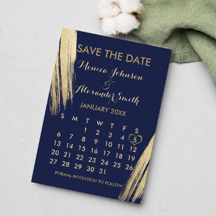 Reserve A Data Casamento de Calendário de Brushstrokes Dourados A