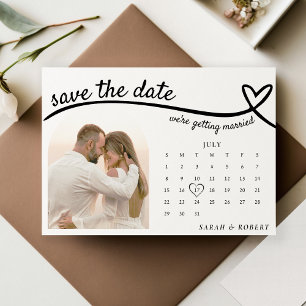 Reserve A Data Casamento de Calendário de Foto em Linha Coração