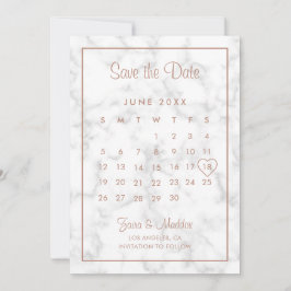 Reserve A Data Casamento de Calendário de Marble Dourado Moderno 