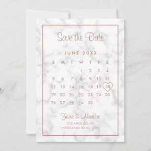 Reserve A Data Casamento de Calendário de Marble Dourado Moderno 