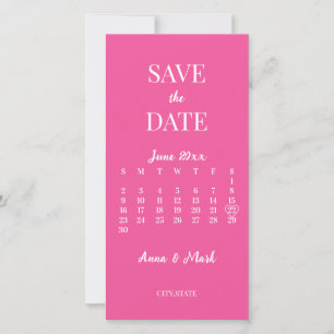 Reserve A Data Casamento de Calendário Moderno Mínimo Rosa Quente