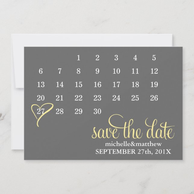 Reserve A Data Casamento de Calendário Salvar a Data (Frente)