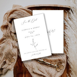 Reserve A Data Casamento de Caligrafia Branca/Preta Minimalista M