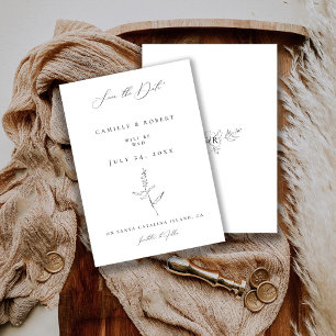 Reserve A Data Casamento de Caligrafia Branca/Preta Minimalista M