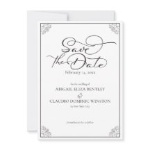 Casamento de Caligrafia Clássica Preta e Branca El