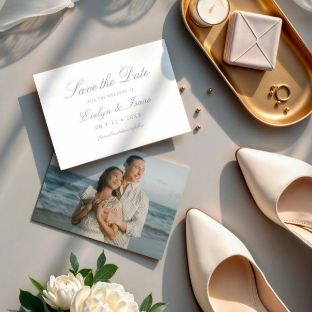 Reserve A Data Casamento de Caligrafia com Script de Foto Moderno (Criador carregado)