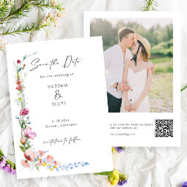 Reserve A Data Casamento de Caligrafia de Flor Silvestre Boho Aqu