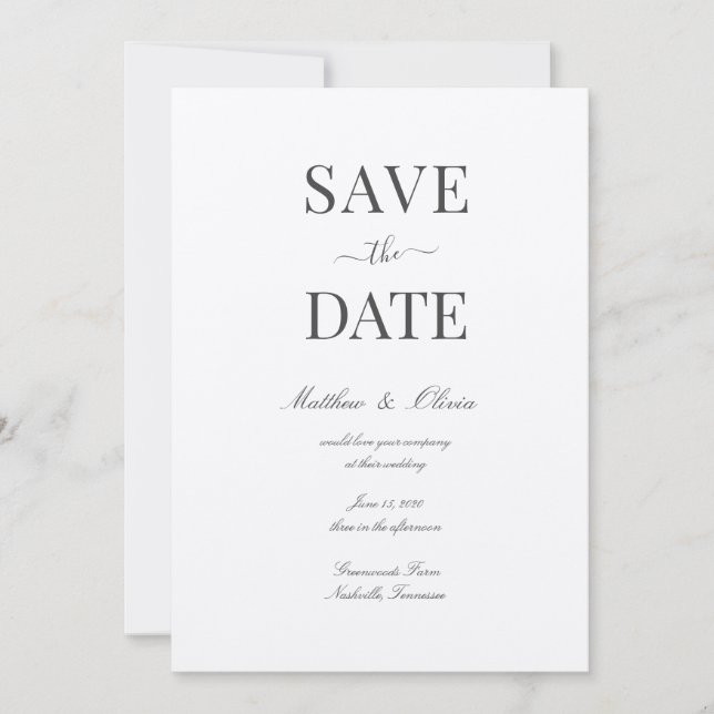 Reserve A Data Casamento de Caligrafia Elegante Moderno (Frente)