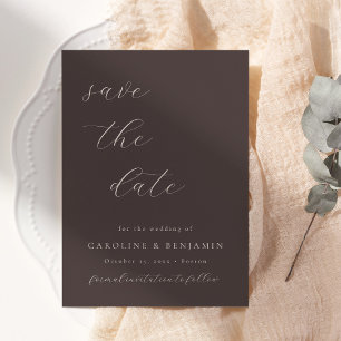 Reserve A Data Casamento de Caligrafia Marrom de Outono Minimalis