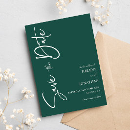 Reserve A Data Casamento de Caligrafia Mínima Emerald Green