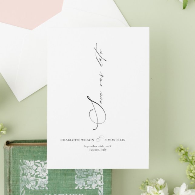 Reserve A Data Casamento de Caligrafia Moderna (modern dainty calligraphy wedding save the date, minimalist wedding save date, modern script )