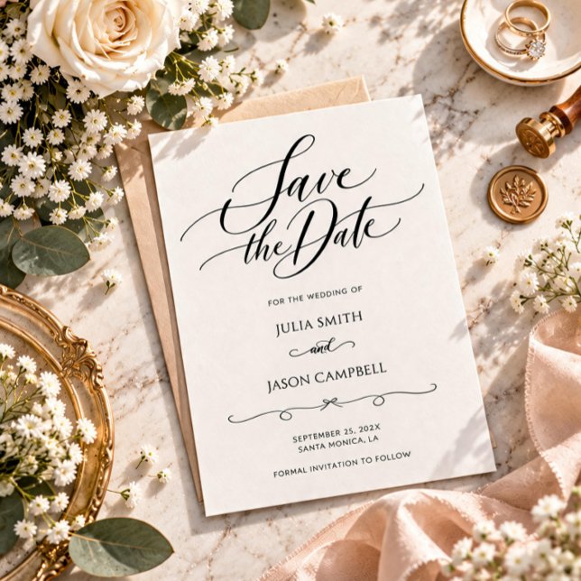 Reserve A Data Casamento de Caligrafia Moderna Save the Date (Criador carregado)