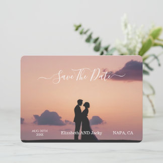 Reserve A Data Casamento de Caligrafia Preto e Branco Clássico e 
