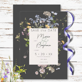 Reserve A Data Casamento de carvão com flores selvagens Delicate 