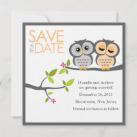Casamento de Casal de Corujas Salvar a Data