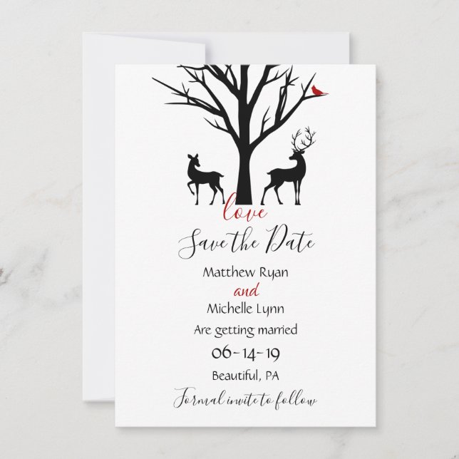 Reserve A Data Casamento de Casal Silhouette Deer Winter Love (Frente)