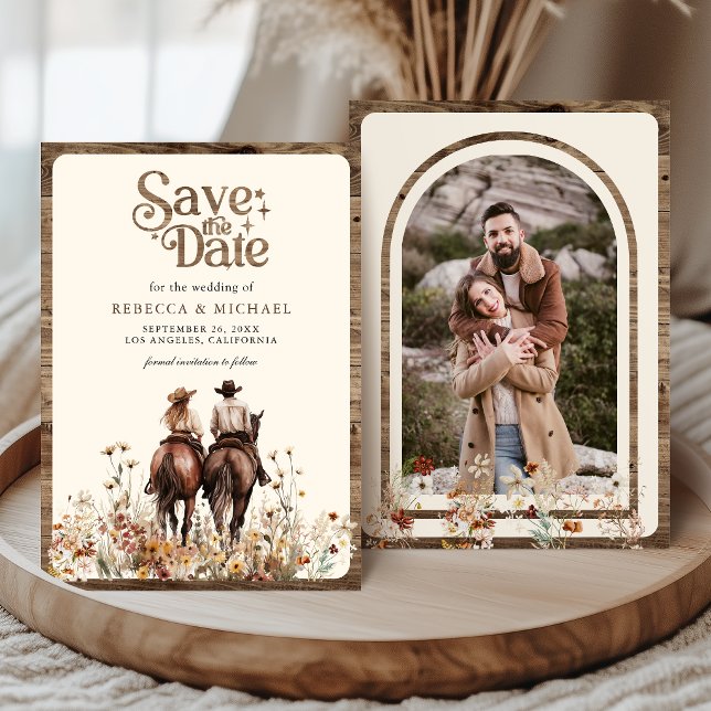 Reserve A Data Casamento de Casal Western Boho Cavalgando Cavalo  (Criador carregado)