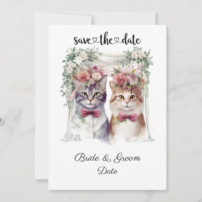Reserve A Data Casamento de Cat com Noiva e Noiva (Frente)