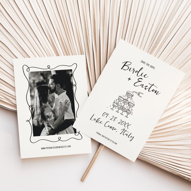 Reserve A Data Casamento de Champanhe Ilustrado Manuscrito (Criador carregado)