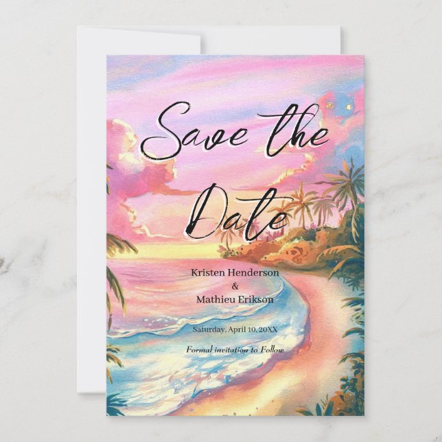 Reserve A Data Casamento de Chic Beach minimalista (Frente)