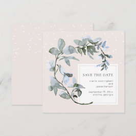Reserve A Data Casamento de Chic Blue Floral Greenery Salvar a Da