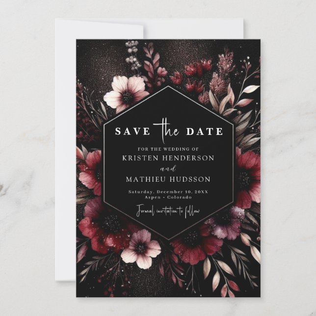 Reserve A Data Casamento de Chic Watercolor Burgundy (Frente)