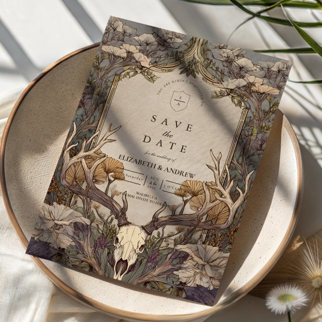 Reserve A Data Casamento de Chifre de Floresta Boho (Criador carregado)