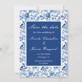 Reserve A Data Casamento de Chinoiserie Blue Birds and Flowers