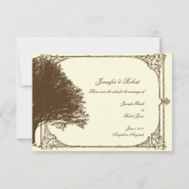 Reserve A Data Casamento de Chocolate e Ecru Filigree Salvar a Da