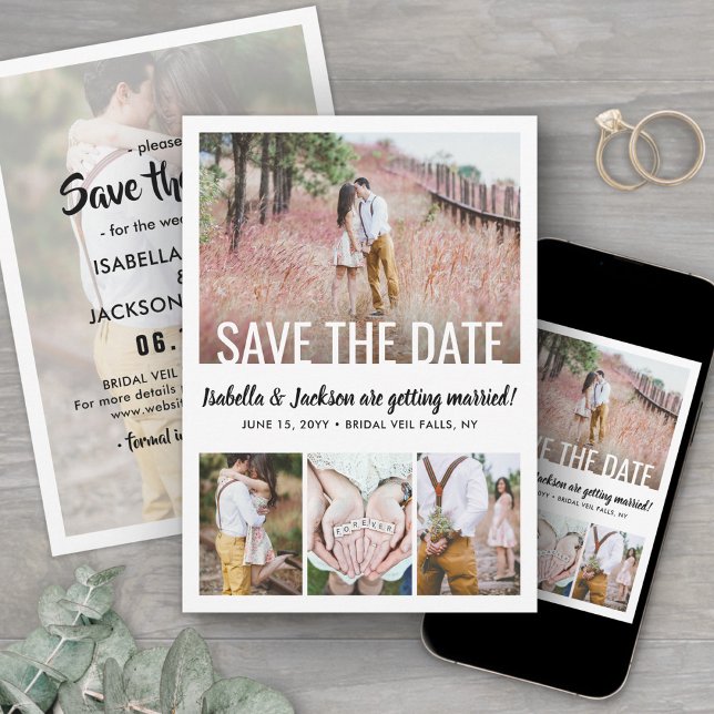 Reserve A Data Casamento de Cinco Fotografias da Tipografia Branc (Criador carregado)