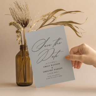 Reserve A Data Casamento de Cinzas de Caligrafia Mínima Moderna