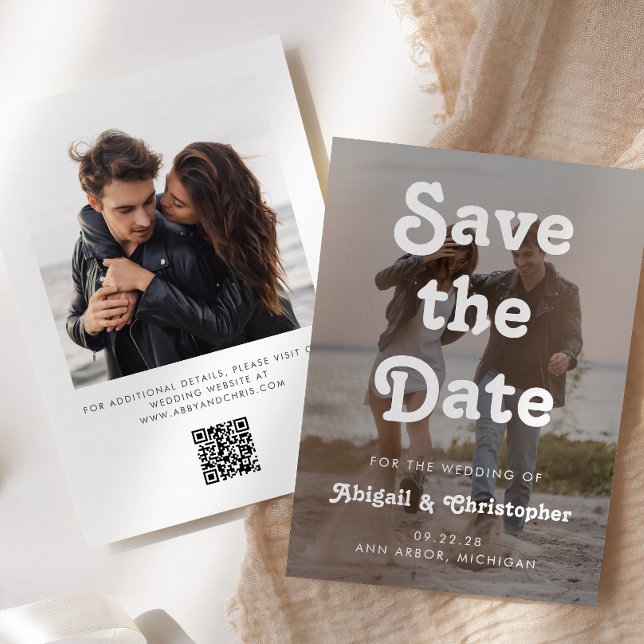 Reserve A Data Casamento de Código QR de Foto com Sobreposição de (Criador carregado)