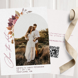Reserve A Data Casamento de Código QR de Foto de Arco Floral de Q