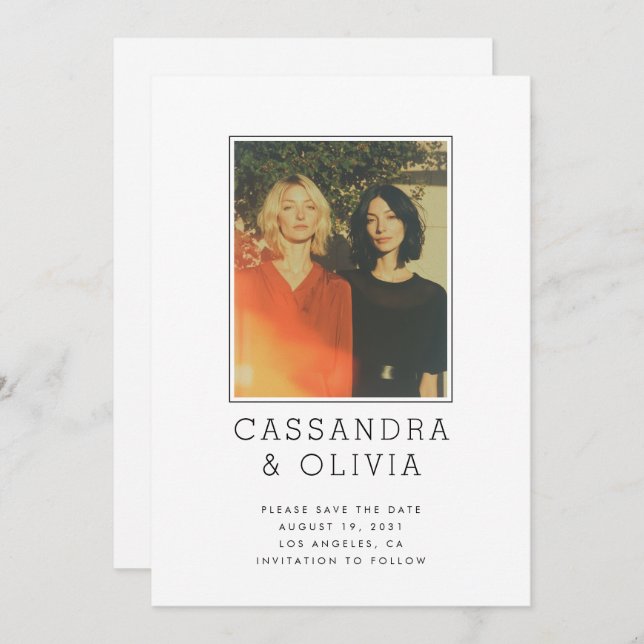 Reserve A Data Casamento de Código QR de Quadro de Fotografia Sim (Frente/Verso)