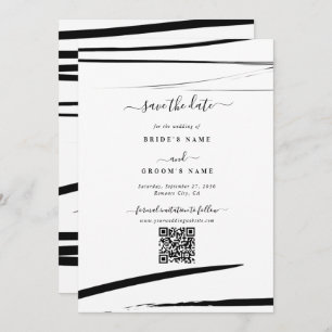 Reserve A Data Casamento de Código QR do Abstrato de Branco Negro