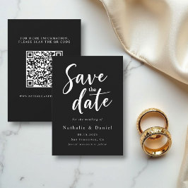 Reserve A Data Casamento de Código QR Simples Preto e Branco Eleg