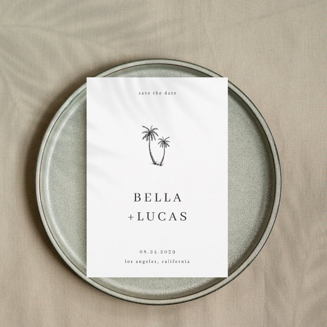 Reserve A Data Casamento de Código QR Tropical de Palma Desenhada (Criador carregado)