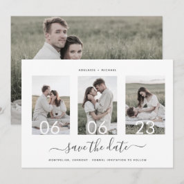 Reserve A Data Casamento de Colagem de Foto Mínimo Elegante Simpl