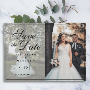 Reserve A Data Casamento de Colagem de Fotos do Casal Minimalista