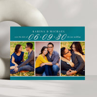 Casamento de Colagem de Fotos em Verde Azulado Trê